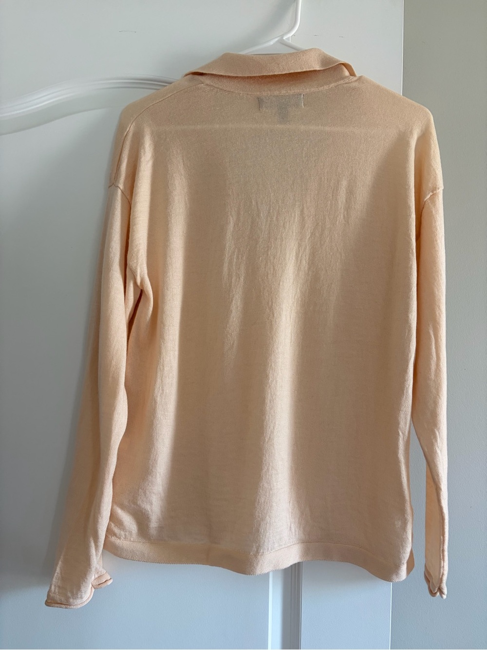 Banana Republic 100% Merino Wool Polo Sweater Collared V-Neck Cream L - Picture 5 of 11